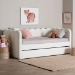 Baxton Studio Palmer Cream Teddy-Bear Fabric Daybed with Rolling Trundle - Scalloped Edge Daybed with Plush Upholstery, Modern Sofa Bed for Bedroom or Guest Room, Twin - SP1066-B-CF0034 Cream Teddy Bear Fabric Daybed-Twin