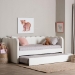 Baxton Studio Palmer Cream Teddy-Bear Fabric Daybed with Rolling Trundle - Scalloped Edge Daybed with Plush Upholstery, Modern Sofa Bed for Bedroom or Guest Room, Twin - SP1066-B-CF0034 Cream Teddy Bear Fabric Daybed-Twin