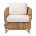 bali & pari Roma Rattan and Seagrass Armchair with Cushions - Handwoven Lounge Chair with Wide Armrests and Sculptural Base, Boho Coastal Living Room Furniture - Roma-Rattan/Banana Weave-Cushion-AC
