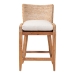 bali & pari Ridley Seagrass Counter Stool with Mahogany Wood Frame - Coastal Seating with Woven Square Back and Cushioned Seat for Kitchen Island or Breakfast Bar, Whitewash - MD-39834 Ridley-White Wash-Cushion-CS