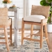bali & pari Ridley Seagrass Counter Stool with Mahogany Wood Frame - Coastal Seating with Woven Square Back and Cushioned Seat for Kitchen Island or Breakfast Bar, Whitewash - MD-39834 Ridley-White Wash-Cushion-CS