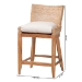 bali & pari Ridley Seagrass Counter Stool with Mahogany Wood Frame - Coastal Seating with Woven Square Back and Cushioned Seat for Kitchen Island or Breakfast Bar, Whitewash - MD-39834 Ridley-White Wash-Cushion-CS