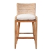bali & pari Ridley Seagrass Bar Stool with Mahogany Wood Frame - Coastal Seating with Woven Square Back and Cushioned Seat for Bar Island or Lounge, Whitewash - MD-39835 Ridley-White Wash-Cushion-BS