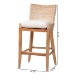 bali & pari Ridley Seagrass Bar Stool with Mahogany Wood Frame - Coastal Seating with Woven Square Back and Cushioned Seat for Bar Island or Lounge, Whitewash - MD-39835 Ridley-White Wash-Cushion-BS