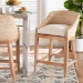 bali & pari Jasper Seagrass Counter Stool with Mahogany Wood Frame - Coastal Seating with Woven Wingback and Cushioned Seat for Kitchen Island or Breakfast Bar, Whitewash - MD-39837 Jasper-White Wash-Cushion-CS