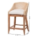 bali & pari Jasper Seagrass Counter Stool with Mahogany Wood Frame - Coastal Seating with Woven Wingback and Cushioned Seat for Kitchen Island or Breakfast Bar, Whitewash - MD-39837 Jasper-White Wash-Cushion-CS