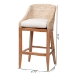 bali & pari Jasper Seagrass Bar Stool with Mahogany Wood Frame - Coastal Seating with Woven Wingback and Cushioned Seat for Bar Island or Lounge, Whitewash - MD-39838 Jasper-White Wash-Cushion-BS