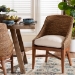 bali & pari Jasper Seagrass Dining Chair with Mahogany Wood Frame - Coastal Accent Chair with Woven Wingback and Cushioned Seat for Dining Room or Kitchen, Brown Wash - MD-39836 Jasper-Brown Wash-Cushion-DC