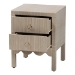 bali & pari Juniper Grasscloth Nightstand with Scalloped Base - Woven Texture 2-Drawer Bedside Table with Gold Ring Pulls, Accent Bedroom Storage Furniture - Juniper-Scalloped-Beige-NS