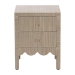bali & pari Juniper Grasscloth Nightstand with Scalloped Base - Woven Texture 2-Drawer Bedside Table with Gold Ring Pulls, Accent Bedroom Storage Furniture - Juniper-Scalloped-Beige-NS