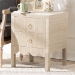bali & pari Juniper Grasscloth Nightstand with Scalloped Base - Woven Texture 2-Drawer Bedside Table with Gold Ring Pulls, Accent Bedroom Storage Furniture - Juniper-Scalloped-Beige-NS