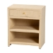 bali & pari William Grasscloth 1-Drawer Nightstand with Open Shelves - Woven Texture Bedside Table with Gold Knob, Modern Coastal Accent Table for Bedroom