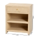 bali & pari William Grasscloth 1-Drawer Nightstand with Open Shelves - Woven Texture Bedside Table with Gold Knob, Modern Coastal Accent Table for Bedroom - William-Light Brown-Woven Grasscloth-NS