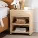 bali & pari William Grasscloth 1-Drawer Nightstand with Open Shelves - Woven Texture Bedside Table with Gold Knob, Modern Coastal Accent Table for Bedroom - William-Light Brown-Woven Grasscloth-NS