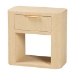 bali & pari Beauford Grasscloth 1-Drawer Nightstand with Open Shelf - Woven Texture Bedside Table with Rounded Corners and Gold Handle, Modern Coastal Accent Table for Bedroom or Living Room