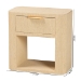 bali & pari Beauford Grasscloth 1-Drawer Nightstand with Open Shelf - Woven Texture Bedside Table with Rounded Corners and Gold Handle, Modern Coastal Accent Table for Bedroom or Living Room - Beauford-Light Brown-Rounded Edge-NS