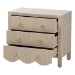bali & pari Umika Grasscloth Nightstand with Scalloped Base - 3-Drawer Accent Chest with Gold Ring Pulls, Bedroom Storage Table or Side Cabinet - Umika-Scalloped-Beige-Grasscloth-NS