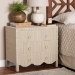 bali & pari Umika Grasscloth Nightstand with Scalloped Base - 3-Drawer Accent Chest with Gold Ring Pulls, Bedroom Storage Table or Side Cabinet - Umika-Scalloped-Beige-Grasscloth-NS