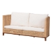 bali & pari Edda Natural Rattan Sofa with Upholstered Cushions - Coastal Style 3-Seater Couch for Living Room or Sunroom
