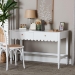 Baxton Studio Roni Writing Desk with Drawers - Modern Cottage Style Desk with Scalloped Detailing for Home Office or Vanity, White - Roni-White-Desk
