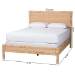 bali & pari Kalimantan Natural Rattan Bed - Coastal Boho Style Bed Frame with Woven Detailing, Queen - Braided Peel-Light Honey-Wood/Rattan-Queen