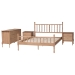Baxton Studio Laurent Bamboo-Style 4-Piece Bedroom Set - Spindle Platform Bed with Matching Dresser and Two Nightstands, Cottage Farmhouse Style, Queen - Femi-Beech-Queen 4PC Bedroom Set