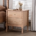 Baxton Studio Laurent Nightstand - 2-Drawer Bedside Table with Bamboo-Style Turned Legs, Cottage Farmhouse End Table for Bedroom - MG9017-Beech-2DW-NS