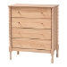 Baxton Studio Laurent Chest - 4-Drawer Bedroom Organizer with Bamboo-Style Turned Legs, Cottage Farmhouse Storage Cabinet for Clothing or Linens