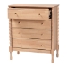 Baxton Studio Laurent Chest - 4-Drawer Bedroom Organizer with Bamboo-Style Turned Legs, Cottage Farmhouse Storage Cabinet for Clothing or Linens - MG9017-Beech-4DW-Chest