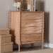 Baxton Studio Laurent Chest - 4-Drawer Bedroom Organizer with Bamboo-Style Turned Legs, Cottage Farmhouse Storage Cabinet for Clothing or Linens - MG9017-Beech-4DW-Chest