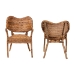 bali & pari Tara 2-Piece Natural Rattan Dining Chair - Handwoven Wicker Armchair with Curved Backrest, Boho Coastal Seating - Tara-Brown Rattan/Natural-DC
