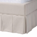 Baxton Studio Astin Platform Bed with Pleated Skirt- Fabric Upholstered Bed Frame with Panel Headboard, Queen - CF0022-5-Pleated Beige-Queen