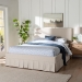 Baxton Studio Astin Platform Bed with Pleated Skirt- Fabric Upholstered Bed Frame with Panel Headboard, Queen - CF0022-5-Pleated Beige-Queen