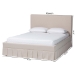 Baxton Studio Astin Platform Bed with Pleated Skirt- Fabric Upholstered Bed Frame with Panel Headboard, Queen - CF0022-5-Pleated Beige-Queen