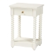 Baxton Studio Terentia Nightstand with Bobbin Legs - 1-Drawer Bedroom Side Table with Storage Shelf, White