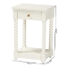 Baxton Studio Terentia Nightstand with Bobbin Legs - 1-Drawer Bedroom Side Table with Storage Shelf, White - KL-1757-1 DRW-White/Wooden-NS