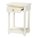 Baxton Studio Terentia Nightstand with Bobbin Legs - 1-Drawer Bedroom Side Table with Storage Shelf, White - KL-1757-1 DRW-White/Wooden-NS