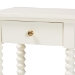 Baxton Studio Terentia Nightstand with Bobbin Legs - 1-Drawer Bedroom Side Table with Storage Shelf, White - KL-1757-1 DRW-White/Wooden-NS