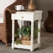 Baxton Studio Terentia Nightstand with Bobbin Legs - 1-Drawer Bedroom Side Table with Storage Shelf, White - KL-1757-1 DRW-White/Wooden-NS
