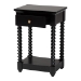 Baxton Studio Terentia Nightstand with Bobbin Legs - 1-Drawer Bedroom Side Table with Storage Shelf, Black - KL-1757-1 DRW-Black/Wooden-NS