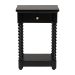 Baxton Studio Terentia Nightstand with Bobbin Legs - 1-Drawer Bedroom Side Table with Storage Shelf, Black - KL-1757-1 DRW-Black/Wooden-NS