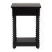 Baxton Studio Terentia Nightstand with Bobbin Legs - 1-Drawer Bedroom Side Table with Storage Shelf, Black - KL-1757-1 DRW-Black/Wooden-NS
