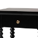 Baxton Studio Terentia Nightstand with Bobbin Legs - 1-Drawer Bedroom Side Table with Storage Shelf, Black - KL-1757-1 DRW-Black/Wooden-NS