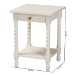 Baxton Studio Niklas Nightstand with Twisted Legs - 1-Drawer Bedroom Side Table with Storage Shelf, White - KL-1734-Niklas-White/Wooden-NS