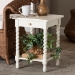 Baxton Studio Niklas Nightstand with Twisted Legs - 1-Drawer Bedroom Side Table with Storage Shelf, White - KL-1734-Niklas-White/Wooden-NS