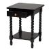 Baxton Studio Niklas Nightstand with Twisted Legs - 1-Drawer Bedroom Side Table with Storage Shelf, Black - KL-1734-Niklas-Black/Wooden-NS
