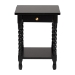Baxton Studio Niklas Nightstand with Twisted Legs - 1-Drawer Bedroom Side Table with Storage Shelf, Black - KL-1734-Niklas-Black/Wooden-NS