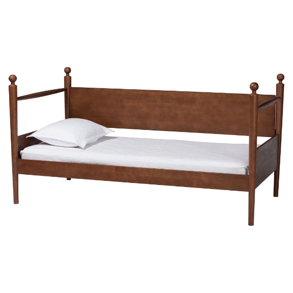 Baxton Studio Gianetta Wooden Daybed with Spindle Posts - Classic Cottage-Style Bed Frame with Guardrail Back, Solid Wood Day Bed for Guest Room or Kids? Bedroom, Twin