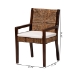 bali & pari Cordoba 2-Piece Handwoven Seagrass Armchairs - Solid Mango Wood Frame Dining Chair with Woven Seat and Backrest, Rustic Boho Style Kitchen or Dining Room Seating, Dark Brown - Cabra-Brn Wood/Nat Seagrass-Cushion-AC-KD Box