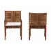 bali & pari Chabela 2-Piece Handwoven Seagrass Armchairs - Solid Mango Wood Frame Dining Chair with Woven Seat and Backrest, Rustic Boho Style Kitchen or Dining Room Seating, Medium Brown - Cabra-LtBrnWood/NatSeagrass-Cushion-AC-KD Box